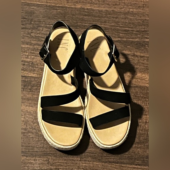 INC Black Espadrille Platform Sandals Size 8.5 - Picture 3 of 7